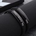 MECYLIFE Stainless Steel Silicone Bracelet for Men Fashion Personalized Blank Bracelet for Laser Engraving Black Couple Bracelet
