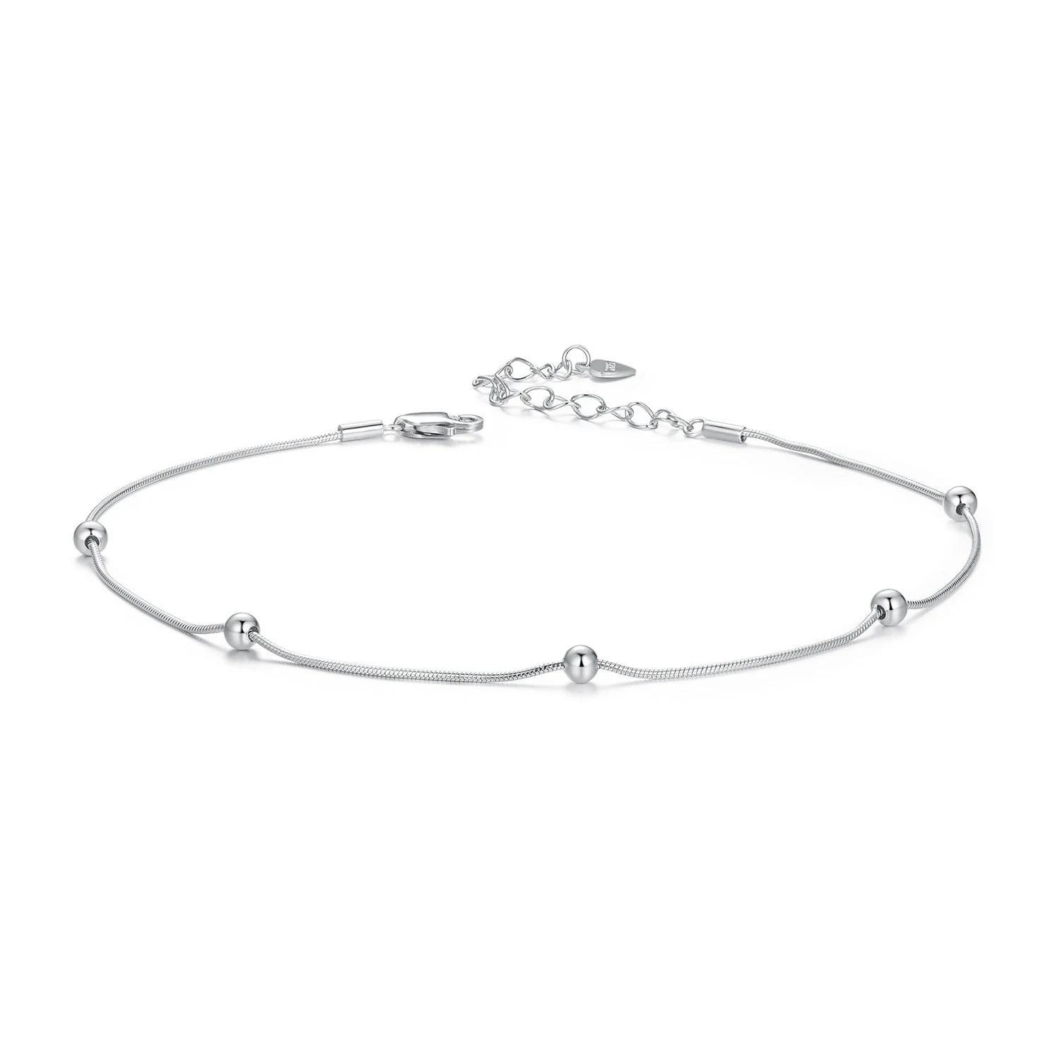 Solid 925 Sterling Silver Dazzling Beads Anklet Chian Bracelet for Leg Female Foot Jewelry for Women