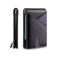 Minimalist Front Pocket Men's Slim Leather Wallet with Money Clip RFID Blocking Credit Card Holder for Men with ID Window