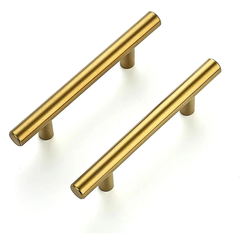 5 Inch Cabinet T bar Pulls Brushed Brass Stainless Steel 5 Inch Length 3 Inch Hole Center Kitchen Drawer Pulls Cabinet Handles
