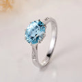 Natural Aquamarine Gemstone Wedding Engagement Recycled 18 Carat Gold Rings Fashion Real 18k Gold Jewelry Ring