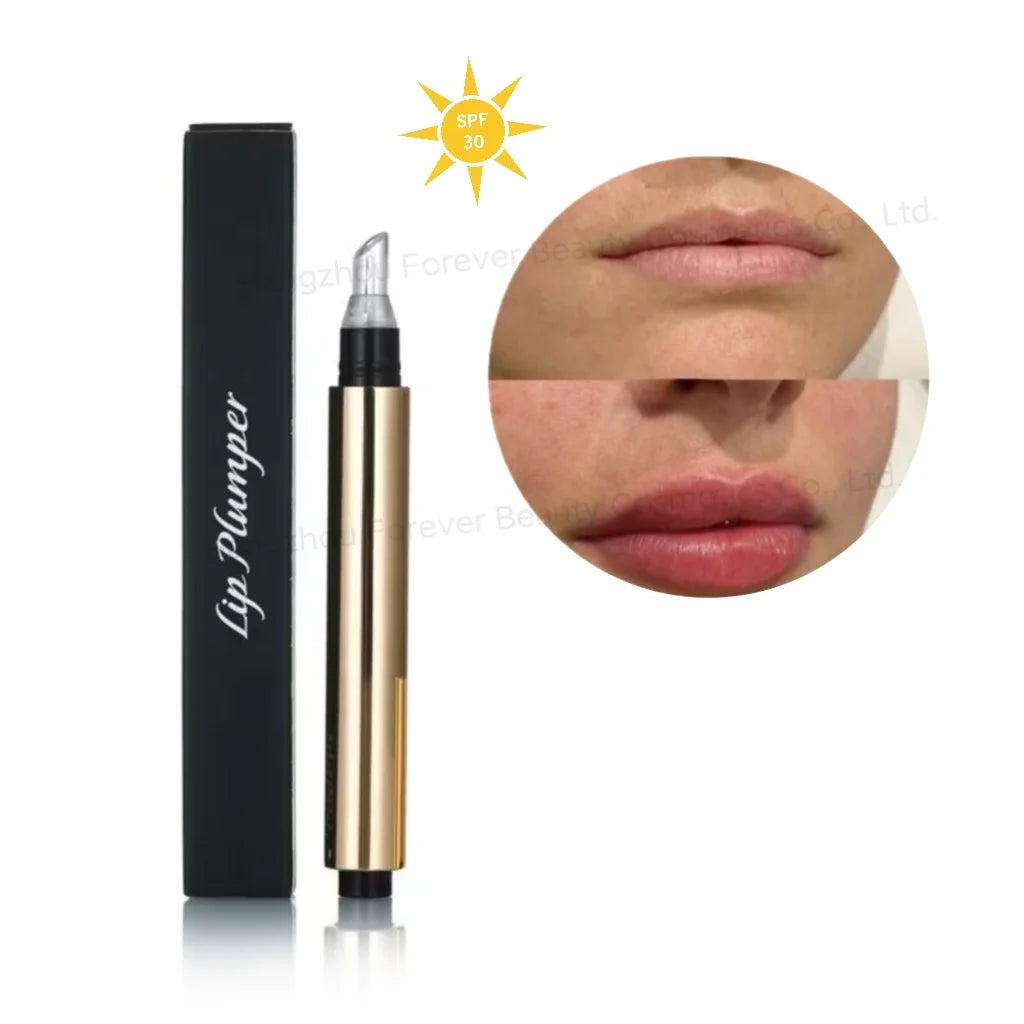 Sunscreen Lip Booster SPF 30 Vegan Press Golden Natural Lip Plumper Pen Private Label