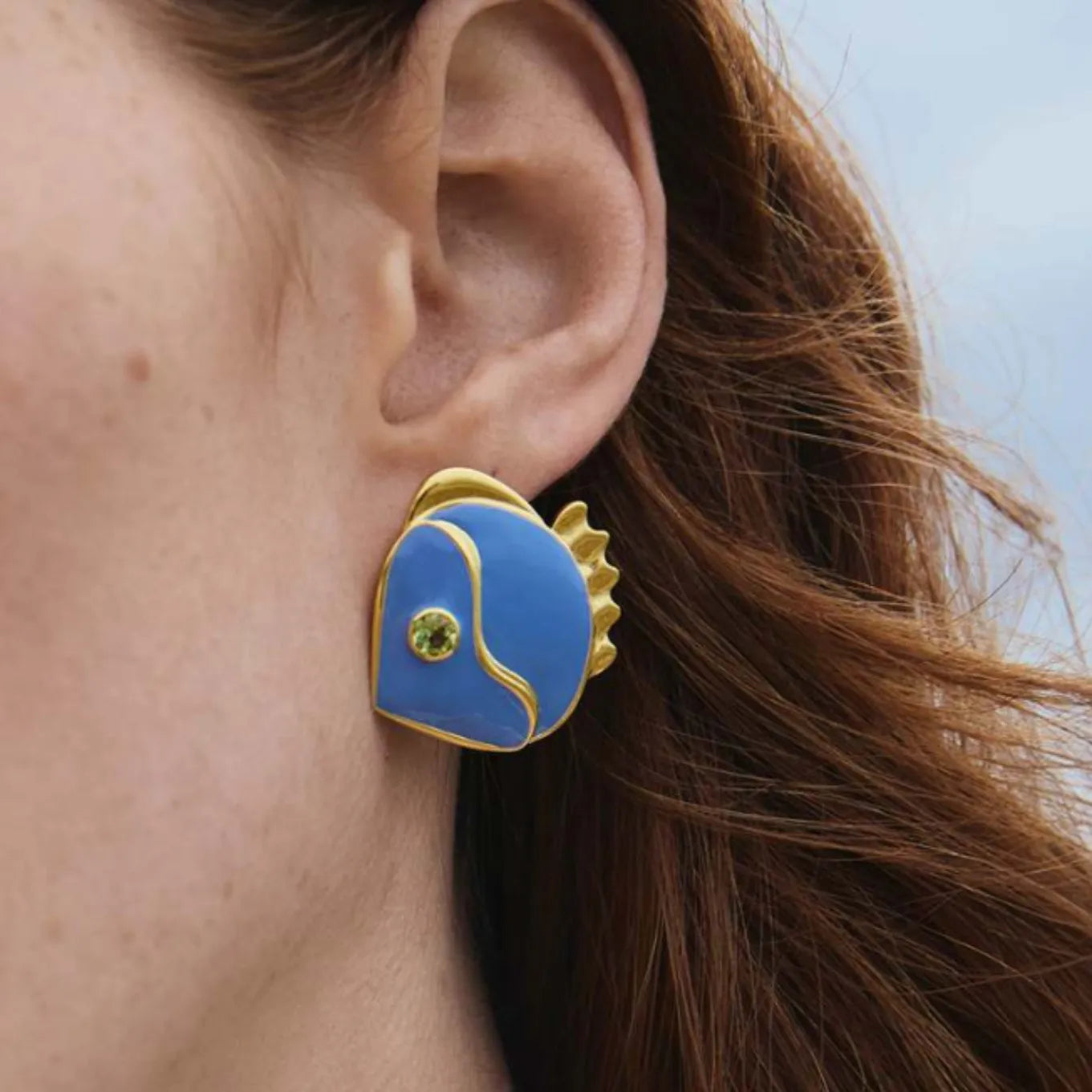 Summer Beach-style Stainless Steel Fresh Ocean Blue Cute Tropical Fish Design Fashionable Women's Stud Earrings
