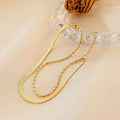 18k Gold Plated Stainless Steel Jewelry Charm Bead Delicate Blade Chain Double Layer Snake Bracelet Pulsera De Acero Inoxidable