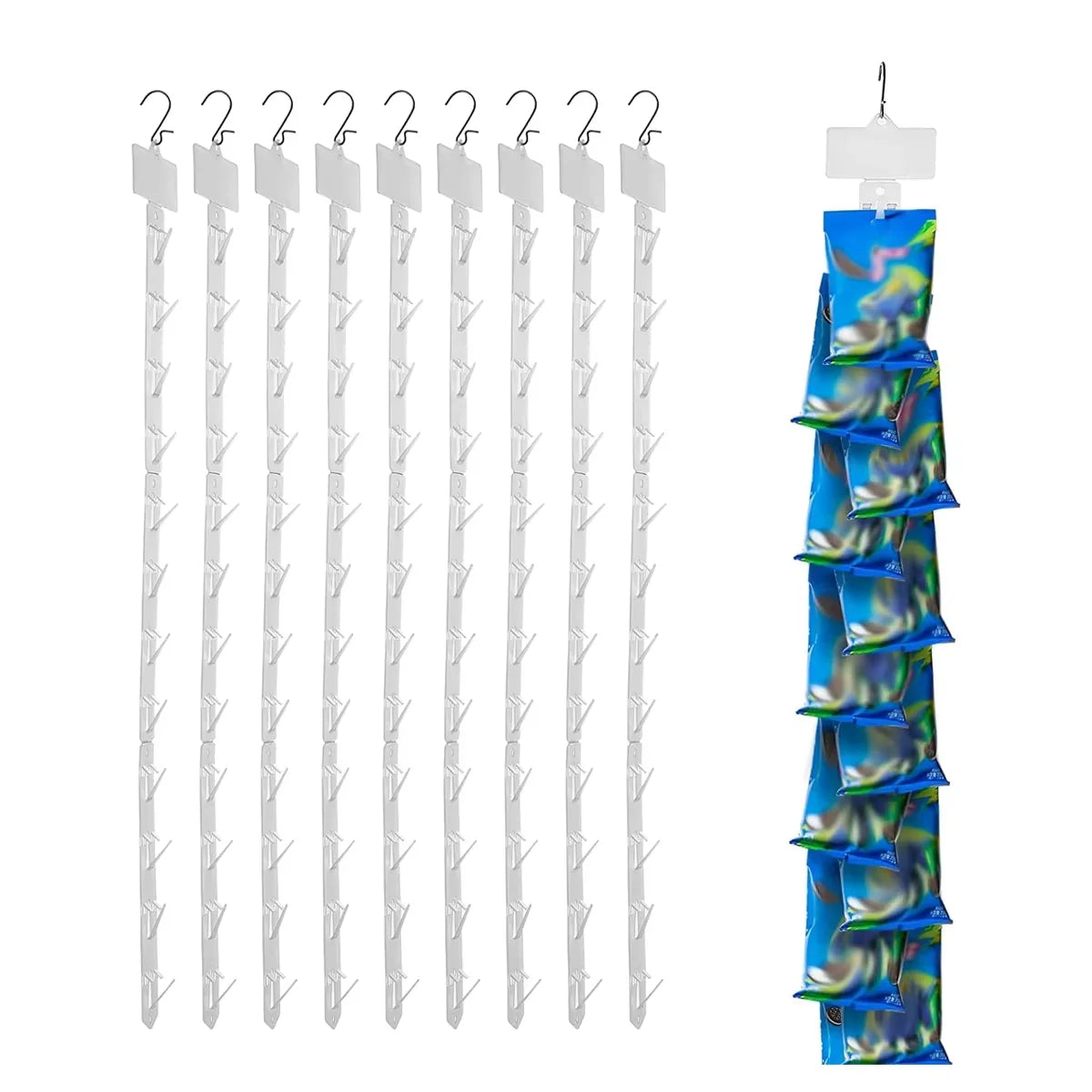 Low MOQ Plastic Foldable Custom Folding Hanging Clips Strips  for Snacks