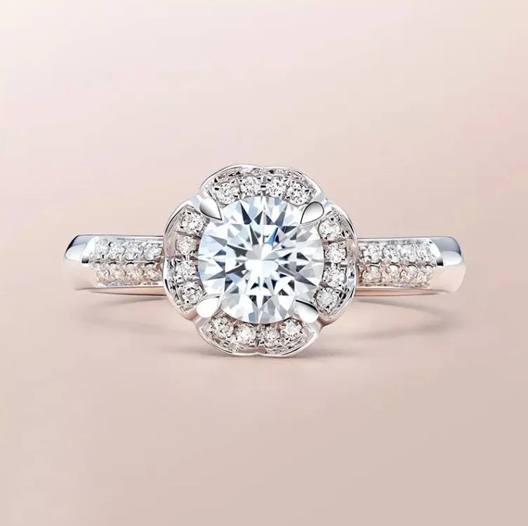 For Natural Diamond Rings H VS 0.65CT Round Brilliant Cut Wedding Engagement Luxury 14K Real Gold for Women Mens Couple