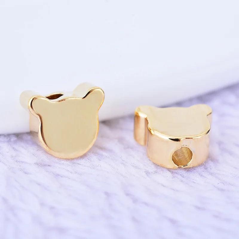 Mini Polished Gold Plated Over Brass Cartoon Mouse Head Beads for Craft Supplies Jewelry Making 5mm