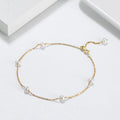 RINNTIN GPB08 Pearl Bracelet 925 Sterling Silver 14K Gold Plated Freshwater Cultured Pearl Bracelet Jewelry