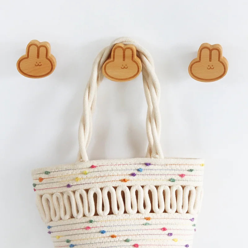 Decorative Modern Simple Multifunction Wooden Double-sided Adhesive Towel Wall Hook for Bathroom Kitchen Public Toilet Clothing