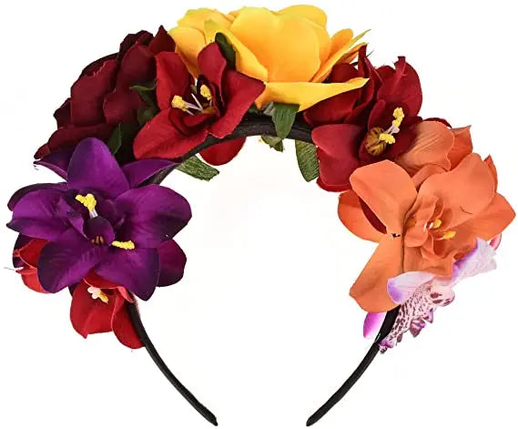 Vestido De Fiesta Day of the Dead Headband Costume Rose Flower Crown Mexican Headpiece