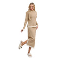 Casual Clashing Knit Two Piece Set Loose Knit Sweater and High Waist Mid-Length Skirt Set Knitted Two-pieces Set for Women