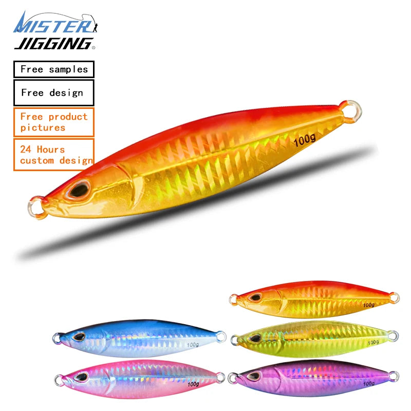 MISTER JIGGING Fishing LURE Manufacturer 100g- 300g Metal Jig Lure for Fishing Slow Pitch Metal Jig Lure