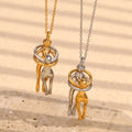 Fashion Jewelry Necklace Wholesale Stainless Steel Plated 18k Gold Waterproof Two Color Lover Embrace Necklace for Women