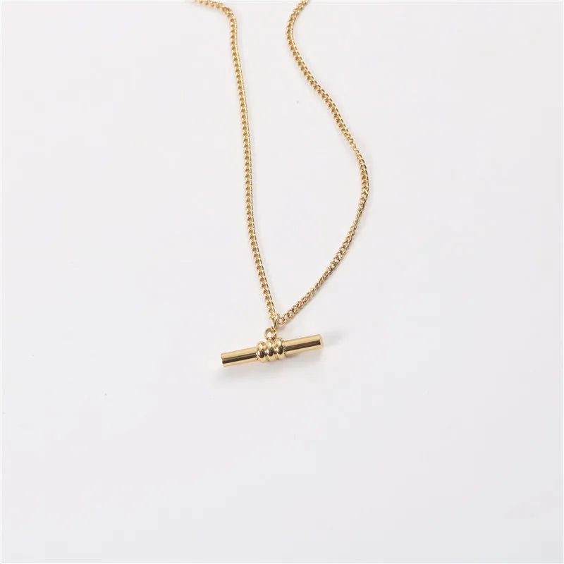 Fenny Wholesale 18K PVD Plated Fast Delivary Permanent Bar Pendant Stainless Steel Sweater Chain Necklace for Women
