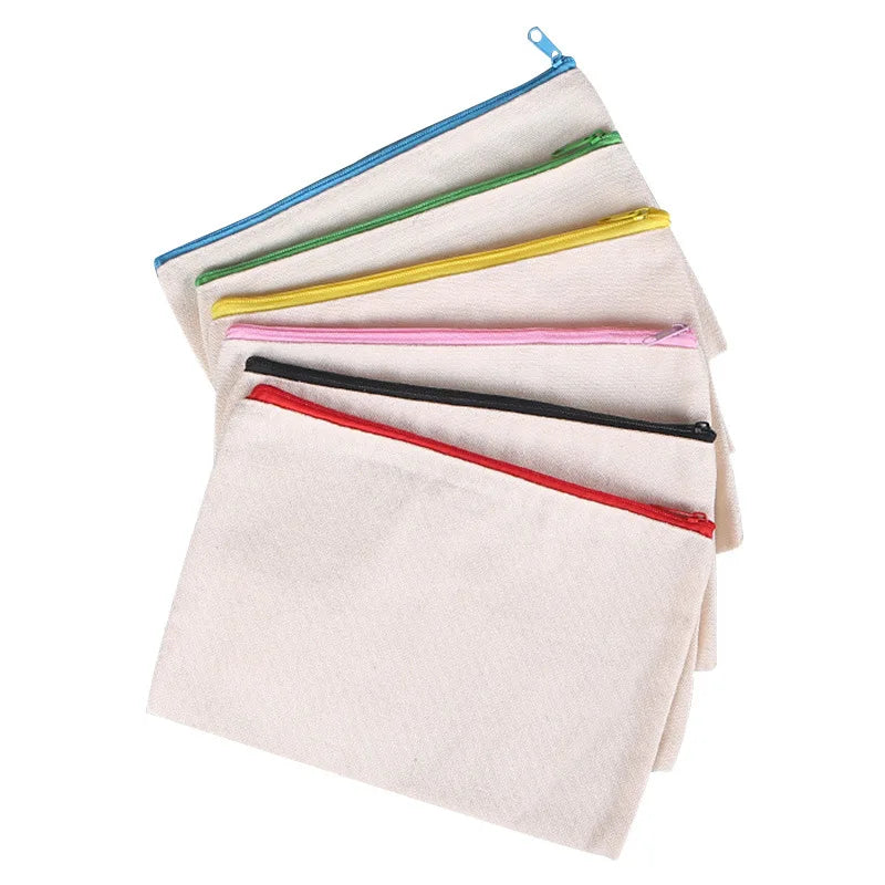 Wholesale Custom Design Logo Printed Canvas Pouch Gift Pencil Cotton Canvas Pouch Zipper