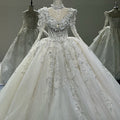 Princess Wedding Dress Illusion O-Neck Long Sleeve Embroidery Applique Beading Formal Bride Gown Xs018