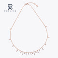 Rochime Tassel Choke Necklace 925 Sterling Silver Rose Gold Plated Cubic Zirconia Jewelry for Women