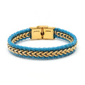 Unisex Classic Style Black Sheep Leather Wrap Bracelet Multi-Layer Hand-Woven Design Gold 316L Stainless Steel Magnetic Clasp