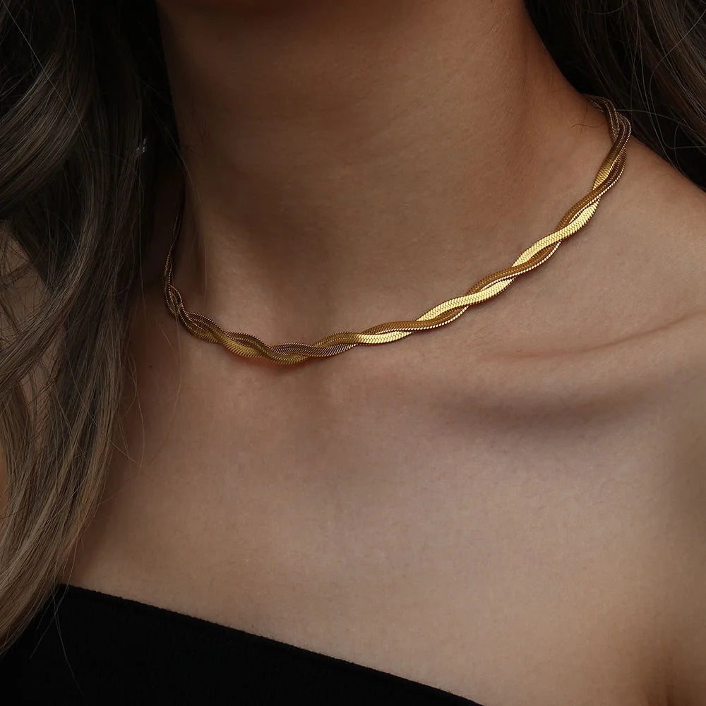 Double-layer Triple-layer Necklace Bracelet 18K Gold PVD Plated Waterproof Jewelry Snake Chain Stainless Steel Necklace