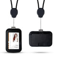 Horizontal and Vertical Dual-Use Luxury Card Holder Pu Leather Lanyard With Id Card Badge Holder