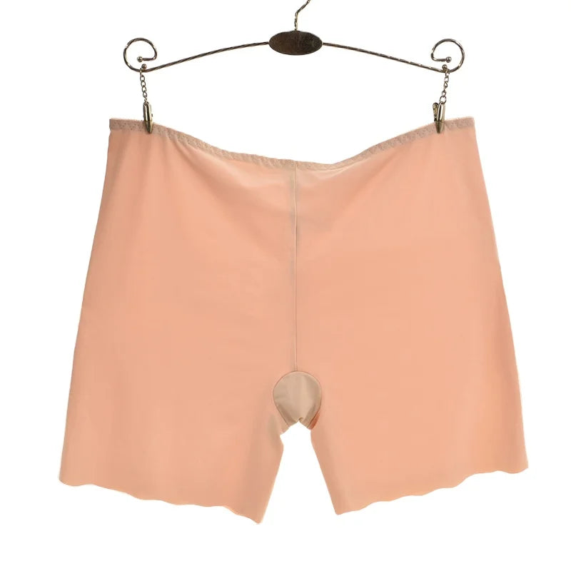 Women's Comfortable Seamless Safety Boxer Shorts Soft Ice Silk Underpants Vintage Style Breathable Colored Washed Board Shorts