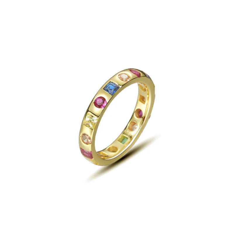 2022 Luxury Jewelry 925 Sterling Silver Mix Color Cubic Zircon Ring Dainty Cz Gems Finger Ring for Women
