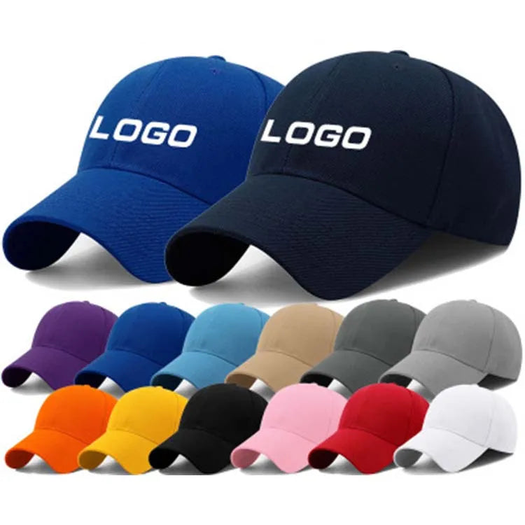 Wholesale 6 Panel Cotton Twill Solid Color Adjustable Baseball Cap OEM Custom 3D Embroidery Print Logo Sports Hats for Men Women