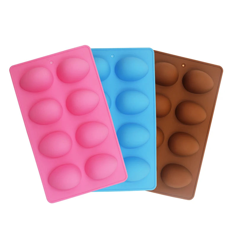 8-Cavity Oval Egg Shape Silicone Mold for Cake Decorating Handmade Chocolate Cake Jelly Soap-Essential Cake Tools