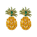Hot Sale Colorful Acrylic Crystal Cute Fruit Earrings Fashion Girls Rhinestone Pineapple Stud Earrings Jewelry for Women