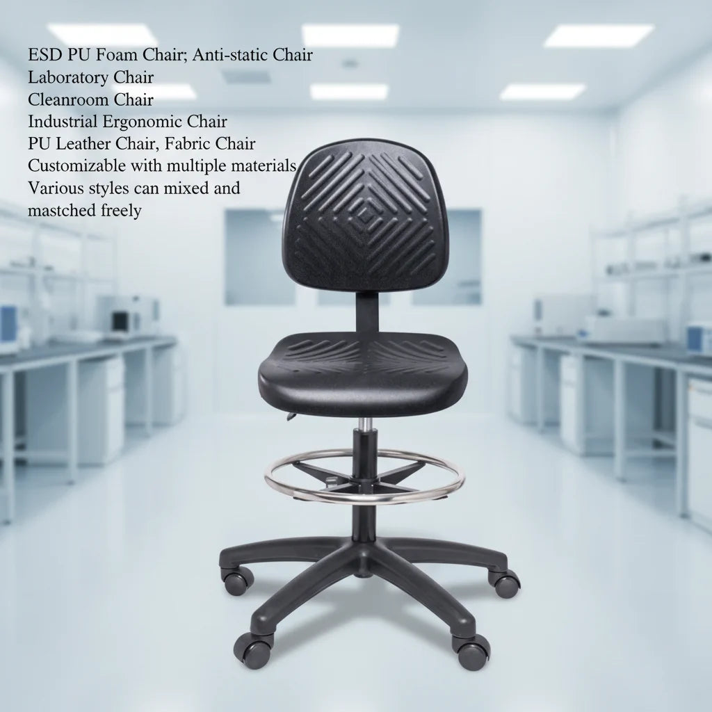 Custom ESD Laboratory Chair Adjustable Height Anti Static PU Leather Chair for SMT Assembly Line Esd Laboratory Chair