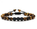 Hot Selling Adjustable Cord Natural Lava Rock Stone Bracelets Tiger Eye Mens Bracelet