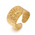 Nabest Tarnish Free Women Opener Rings Jewelry Stainless Steel Gold Plated Adjustable Evil Eyes Charm Vintage Rings