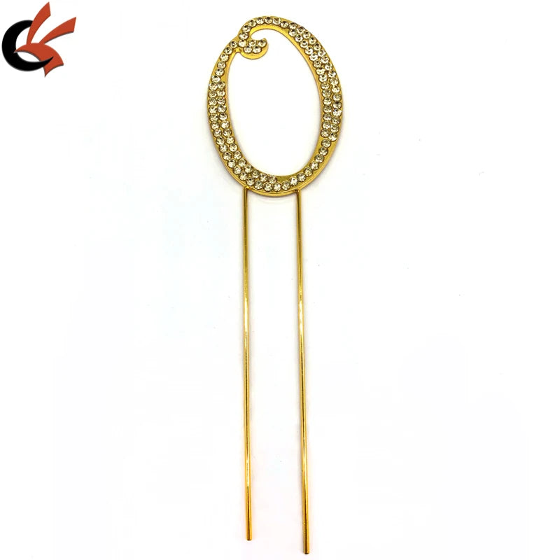 Alloy Rhinestone Cake Topper with Gold Crystals Luxury Style Cake Pins for Christmas Father's Day Graduation Valentine's Day