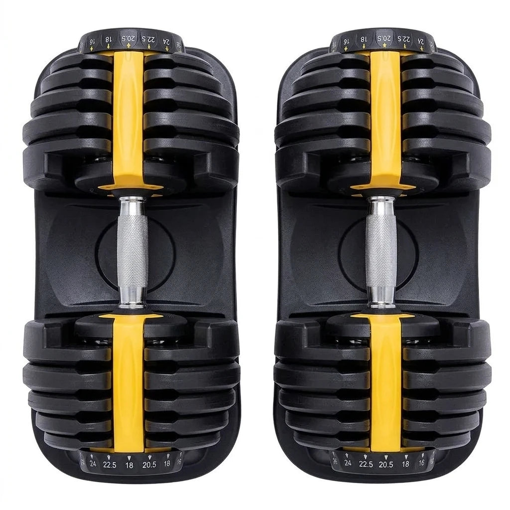 Manufacturer 24KG/52.5LB Automatic Adjustable Dumbbell Set Wholesale OEM/ODM Quick-Dial Strength Training Free Weights Home Gym