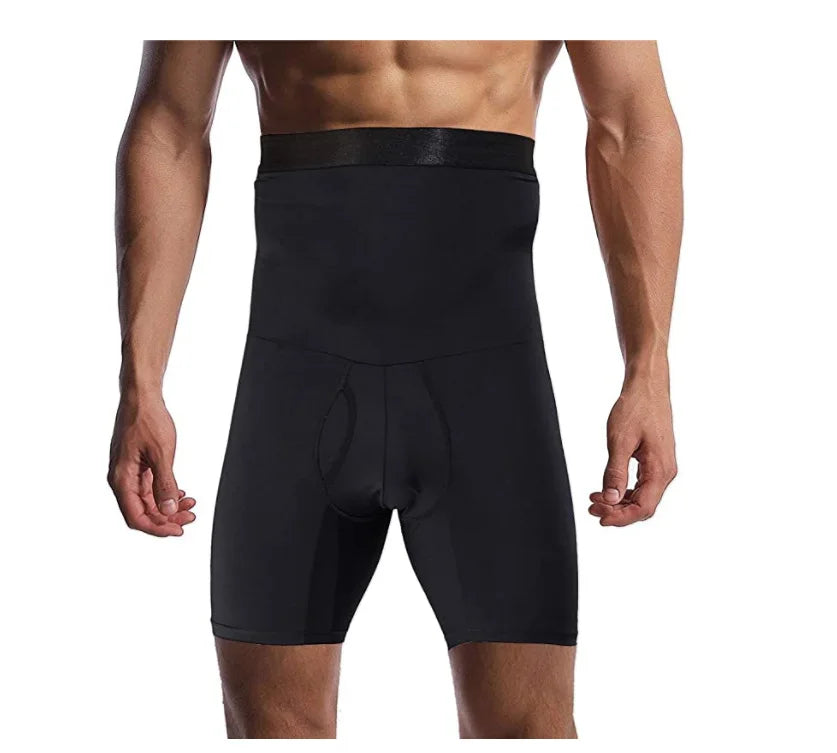 Silicone Non-slip High Waist Shaping Pants Boxer Briefs Tight Abdominal Compression Men's Shaping Shorts