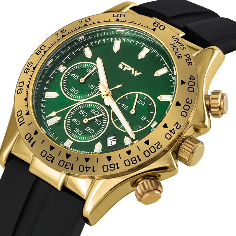 China Watch Factory Manufacturer Silicone Strap Geneva Golden Watch Custom Face Odm Green Dial Watch