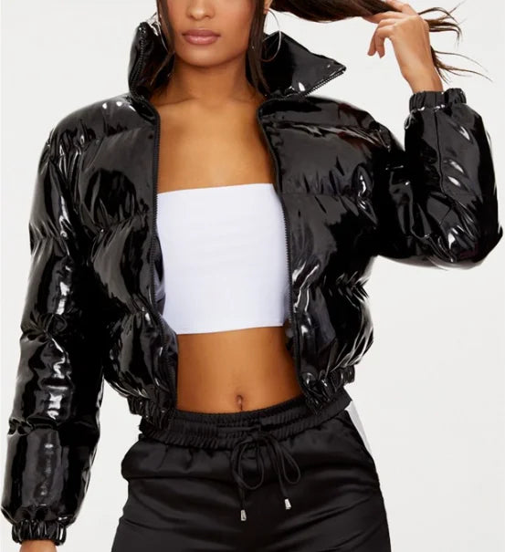 Pink Purple  XXL Bubble Jacket Cropped Parka Puffer Coat Winter Women New Fashion Clothing Black With Cap Jacket