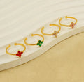 Beimai OEM Ring New Zircon Stainless Steel Flower Open Ring