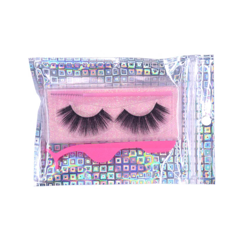 Zipper Lashes Eyelashes Ziplock Plastic Mylar Custom Logo Packaging Zip Lock Holographic Bag