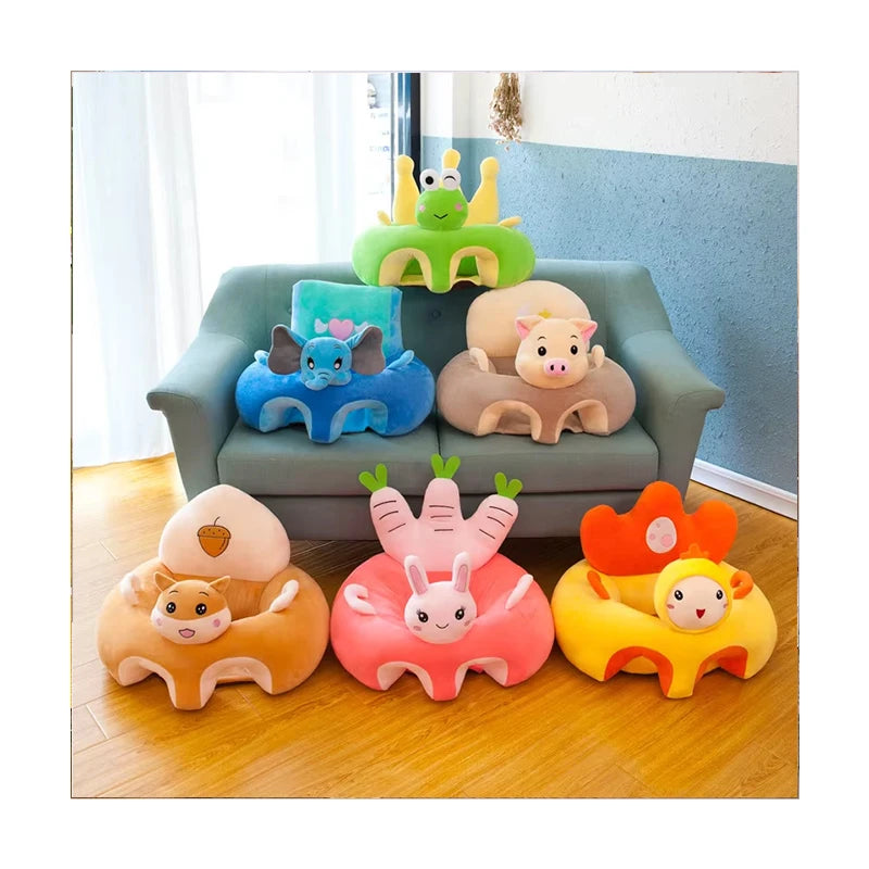 Cartoon Baby Animal Fluffy Foot Stool Children Animal Sofa Cum Bed Baby Kids Custom Stuffed Plush Chair Folding Portable Stool