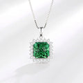 925 Sterling Silver White Gold Plated Frame Zircon Emerald Green Pendant Necklace Jewelry No Chain Pendant Only