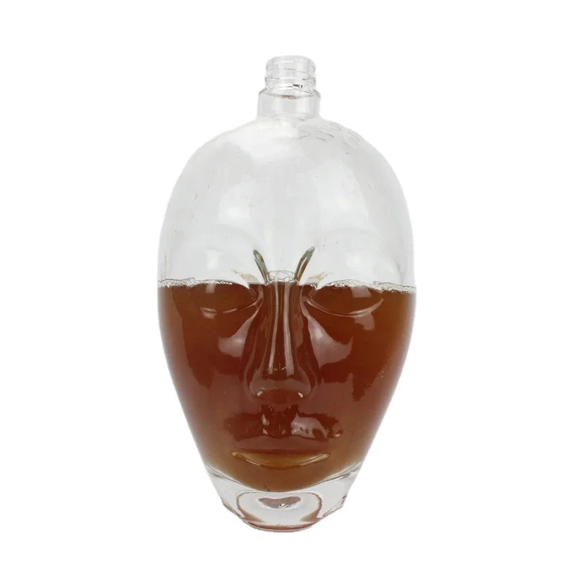 High-Flint Skull Bottle 700ml 750ml 1750ml Glass Liquor Vodka Bottle with Cap Engraved Surface for Tequila Use