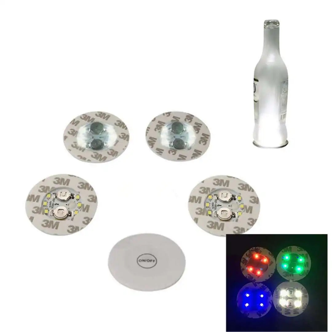 Color-Changing LED EVA Coaster Glow-in-the-Dark Battery Powered Eco-friendly Beer Glass Light-Up Bottle Sticker 100pcs Party
