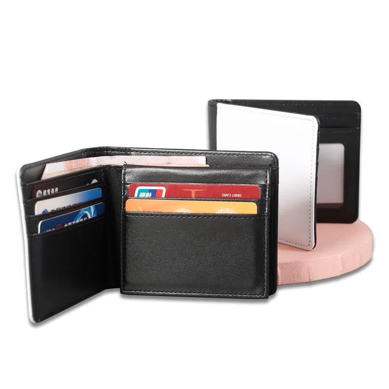 Storage 8.66*3.74 Inches Double Fold Sublimation PU Men Wallets for Business/Father/Gifts