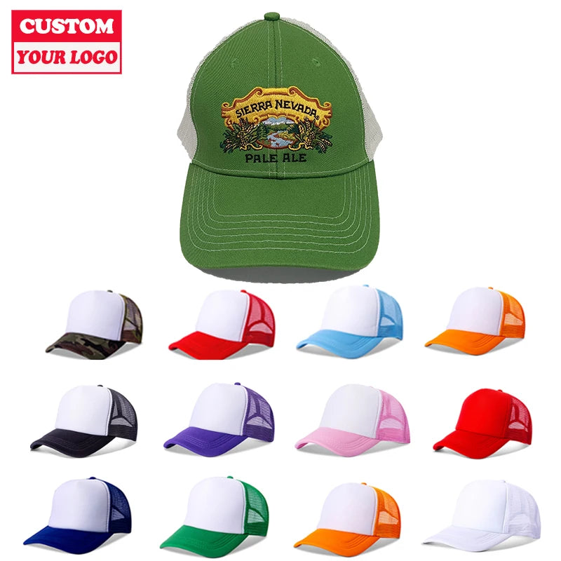 High Quality Oem Custom Trucker Hat Embroidery Mesh Cap Own Logo Puff Print Trucker Cap