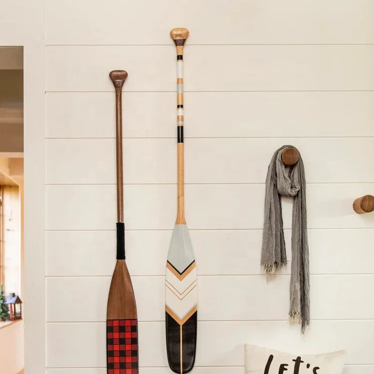 Embossed Genuine Leather Wall Hangers Hooks Leather Coat Hanger for Canoe Paddle
