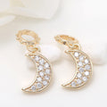 New Trendy 14K Gold Plated Inlaid Zircon Moon Shape Charm for Jewelry Making