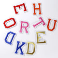Custom 26 Alphabets Embroidered Iron-on Logo Patches with Rhinestones for T-Shirts