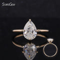 Starsgem Fine Jewelry Classic 14k Yellow Gold Pear Cut E Color VVS1 Lab Diamond Ring Unisex Engagement Wedding Ring