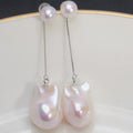 New Style Natural Freshwater 925 Sterling Silver 3A 13-16mm Baroque Pearl Female Elegant Earrings Christmas Gift for Women